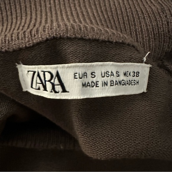 Zara brown contemporary mock neck long sleeve knit sweater Small - Picture 8 of 9